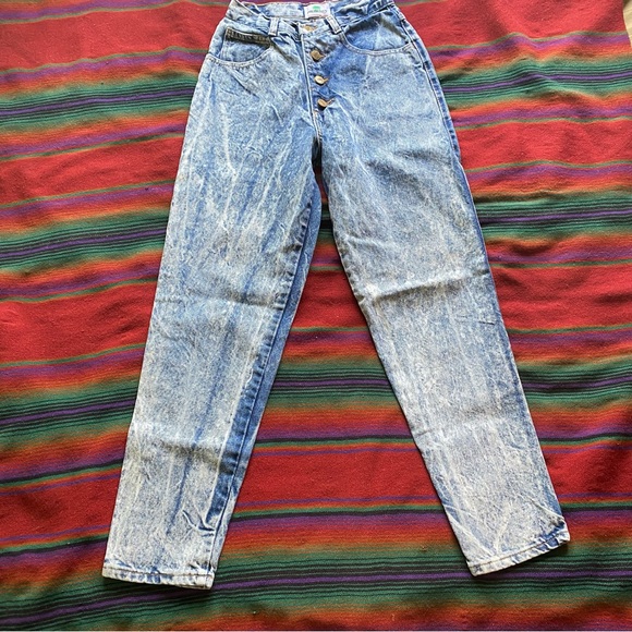 VTG 80’s Palmetto’s Blue Acid Washed Jeans! Button fly. Size 9. 5 pockets. USA. - Picture 2 of 13